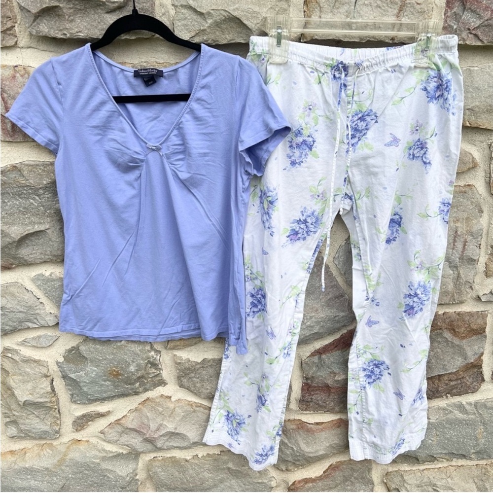 Crabtree & Evelyn Periwinkle Floral Pajama Set Size Medium